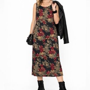 Vintage Laura Scott Floral  Sleeveless Dark academia Fairy Goth Romantic Dress